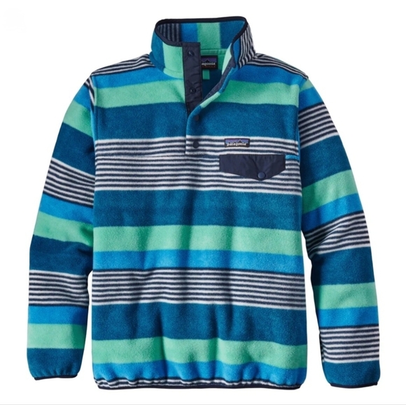 Patagonia Tops - Patagonia "Synchilla Snap-T Fleece" Pullover Fitz Stripe Blue | Women's Size XL